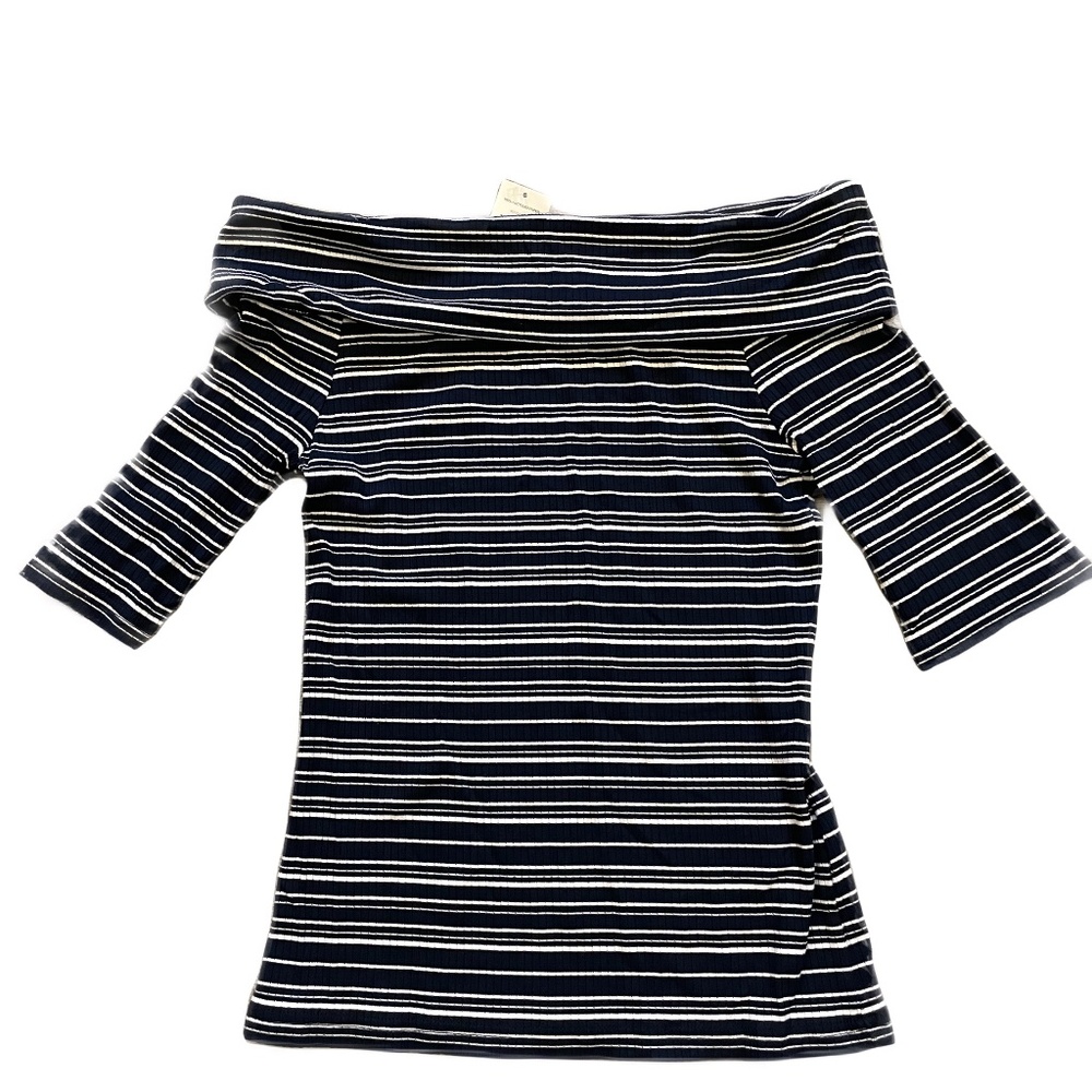 ❤️ BANANA REPUBLIC BLUE & WHITE STRIPED OFF THE SHOULDER TOP SIZE XS NEW
